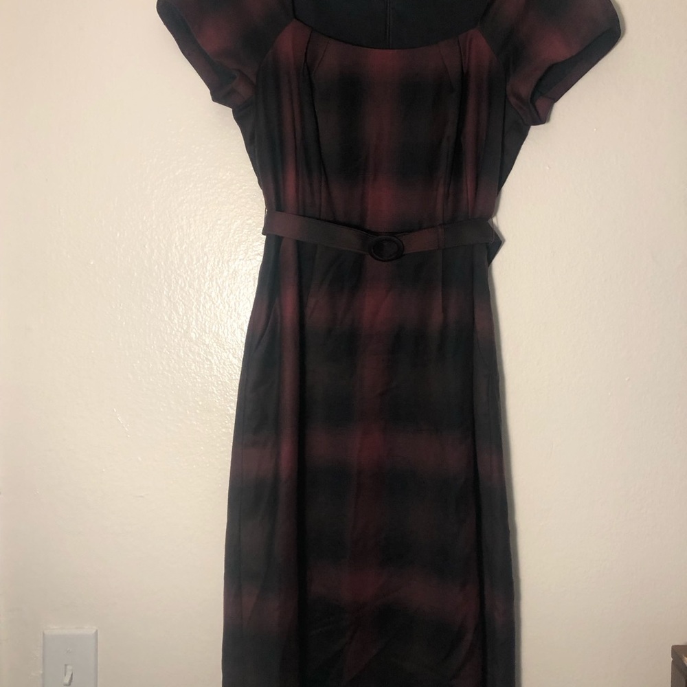 Elegant Black and Red Plaid Dress